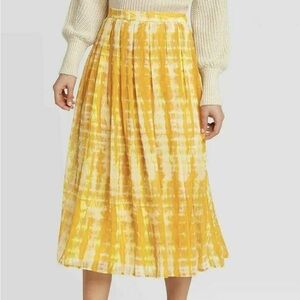 Who What Wear Yellow Tie Dye Flowy Midi Skirt